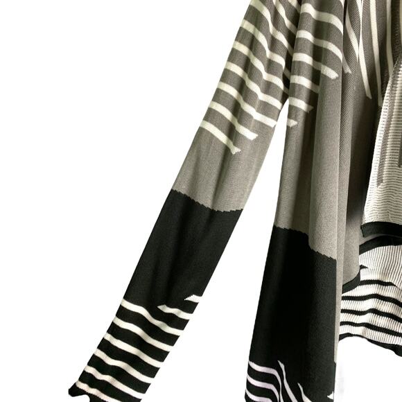 Staring At Stars Cardigan Sweater Womens XS Gray Black Striped Waterfall Front - Picture 6 of 10